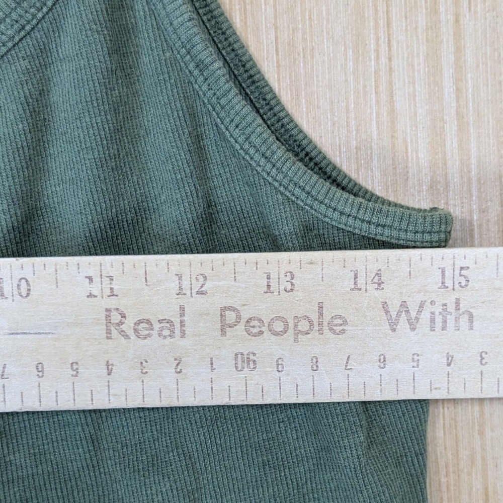 Pilcro Anthropologie Fairy Grunge Olive Green Ribbed Cami Tank Top Size S - Picture 6 of 8